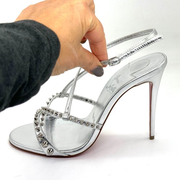 Christian Louboutin TATOOSHKA SPIKES 100 Strappy Sandals Heels Shoes - Picture 12 of 16
